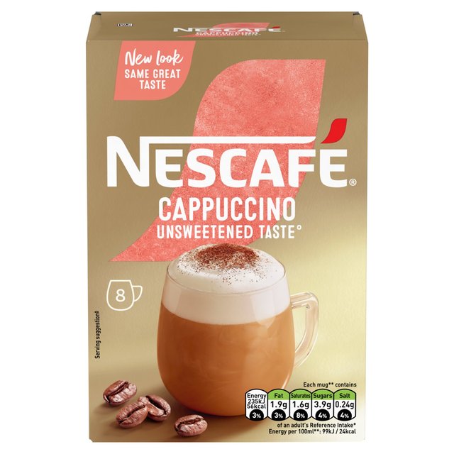 Nescafe Cappuccino Unsweetened Instant Coffee 8 Sachets - Special Offer