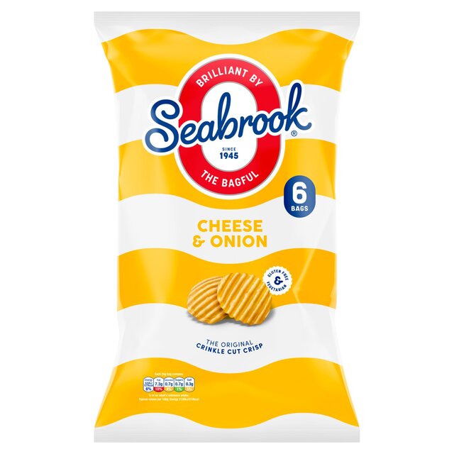 Seabrook Crinkle Cut Cheese & Onion Crisps 6 per pack