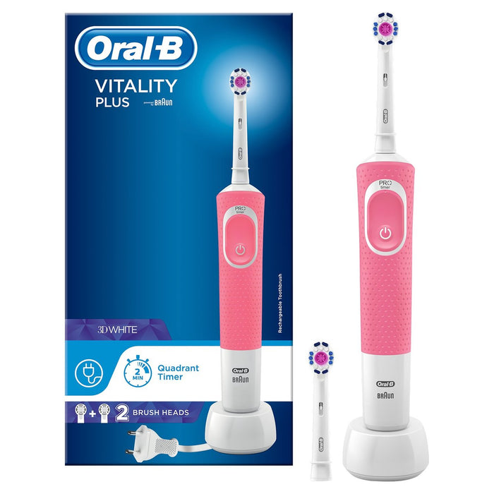 Vitalidad oral-B más cepillo de dientes recargable eléctrico blanco y limpio