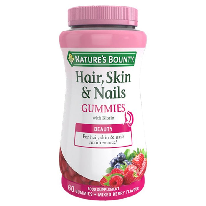 Nature's Bounty Mixed Berry Hair Skin & Nails con gomitas de biotina 60 por paquete