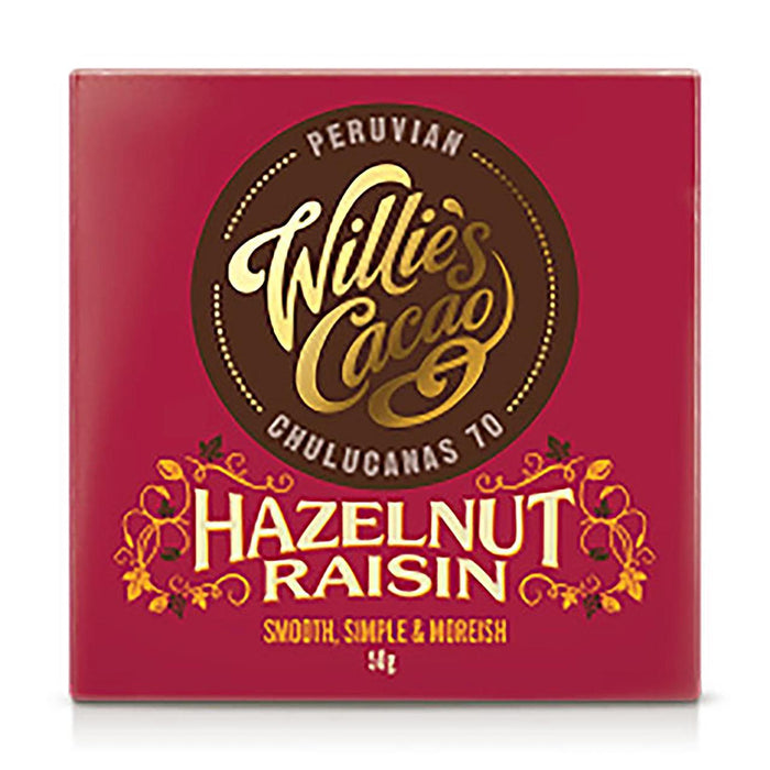 Willies Kakao dunkle Schokolade mit Haselnuss & Rosinen 50g