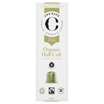 Cru Kafe Organic Half Caff Nespresso Compatible Cápsulas 10 por paquete