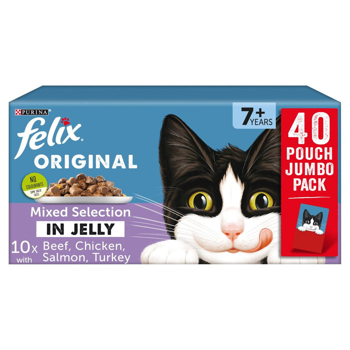 Variedad senior de Felix en Jelly Cat Food 40 x 100g