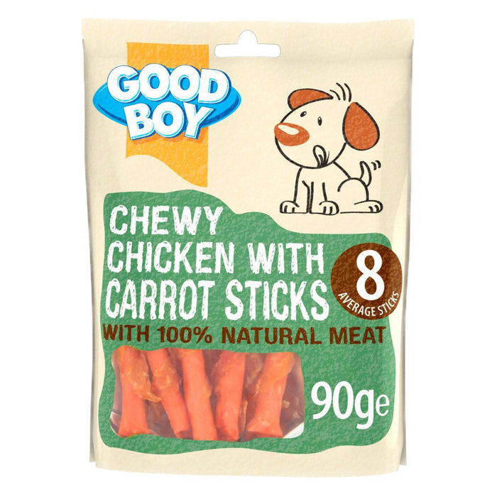 Bon garçon poulet et carottes de carottes mâcher des friandises de chien 90g