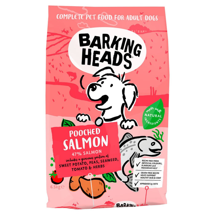 Cabezales de ladridos salmón de salmón para adultos alimentos para perros secos 6.5 kg